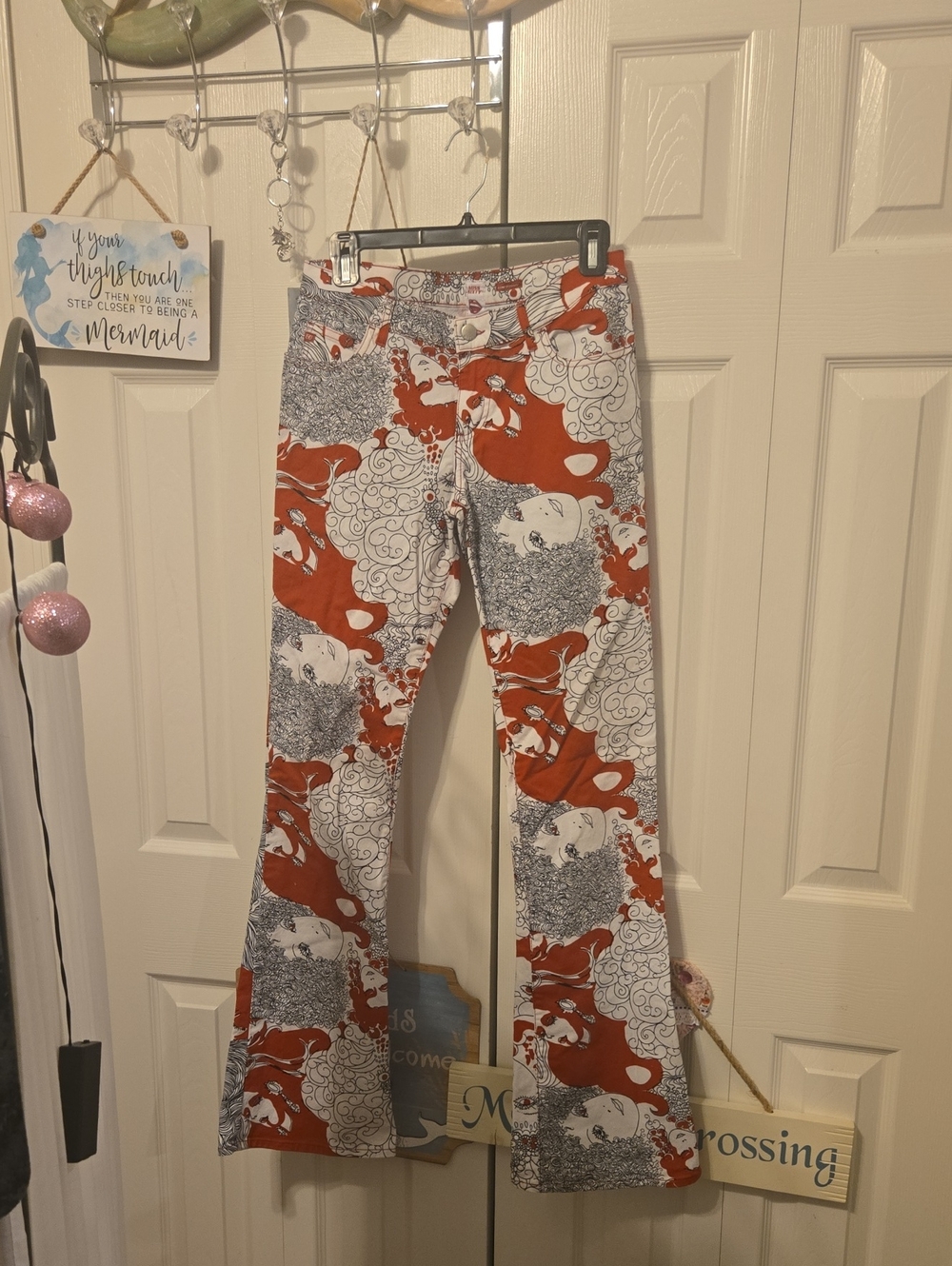 Miss Sixty Red and White Patterned Flare Jeans
